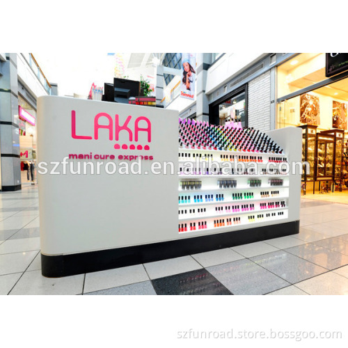Modern design mall nail beauty kiosk nail table showcase for shopping decoration